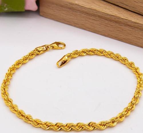 22 Ayar Altın 3 MM Halat Kordon Bileklik LKBLK1039