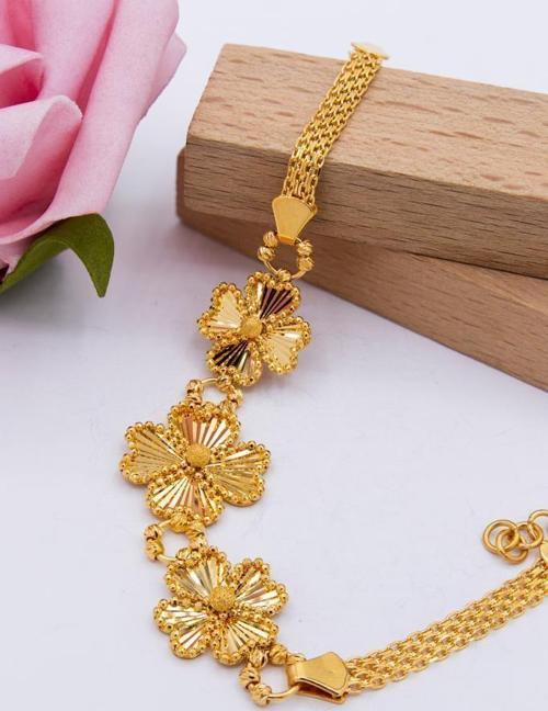 22 Ayar Altın Bileklik Döküm Üç Yonca Kadın Bileklik