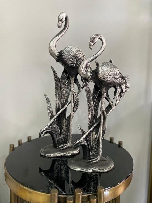 Flamingo Biblo 2'li Dekoratif Yapraklı Heykel Obje
