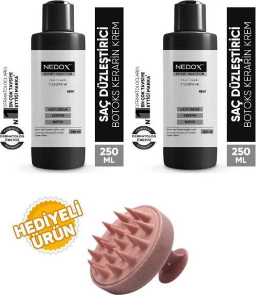 2 Adet Saç Düzleştirici,şekillendirici Keratin Botoks Krem 250 ml+Saç Masaj Tarağı+Saç Masaj Tarağı