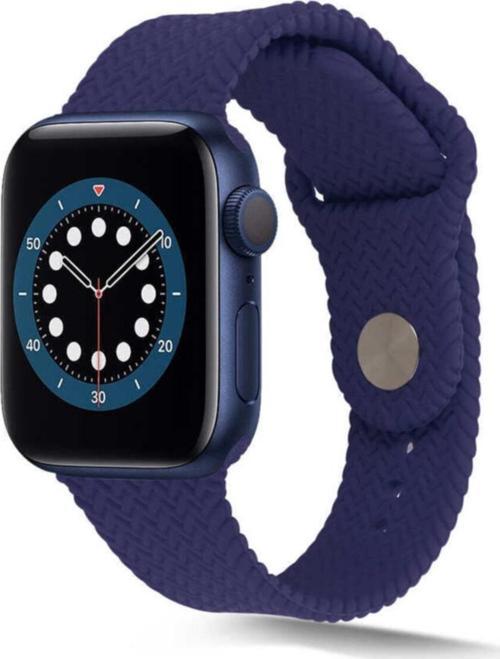 Apple Watch 38mm Hasır Örgü Silikon Kordon - Lacivert