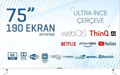 OV75F500 4K Ultra HD 75" 190 Ekran Uydu Alıcılı webOS Smart LED TV