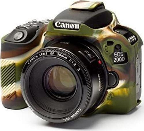 (Canon 200D 250D Rebel Sl2 Kiss X9) Için Uyumlu Koruyucu Silikon Kılıf (Kamuflaj)