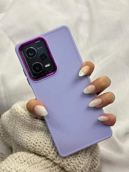 Redmi Note 12 PRO |5G| içi Kadife Parlak Metal Detaylı Pastel Silikon Lansman RUBY Kılıf