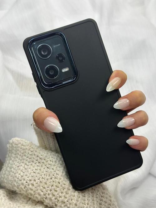Redmi Note 12 PRO |5G| içi Kadife Parlak Metal Detaylı Pastel Silikon Lansman RUBY Kılıf