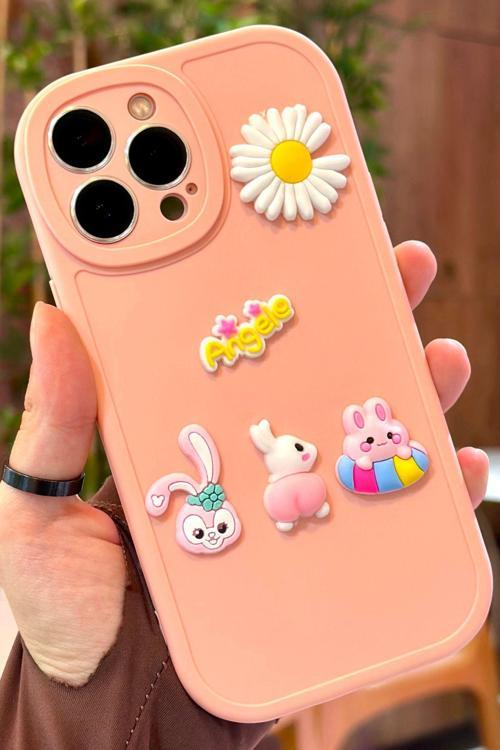 iPhone 13 Pro Max Ayıcık Desenli Sevimli 3 Boyutlu Tatlı Şirin Kamera Korumalı Silikon Shape Kılıf