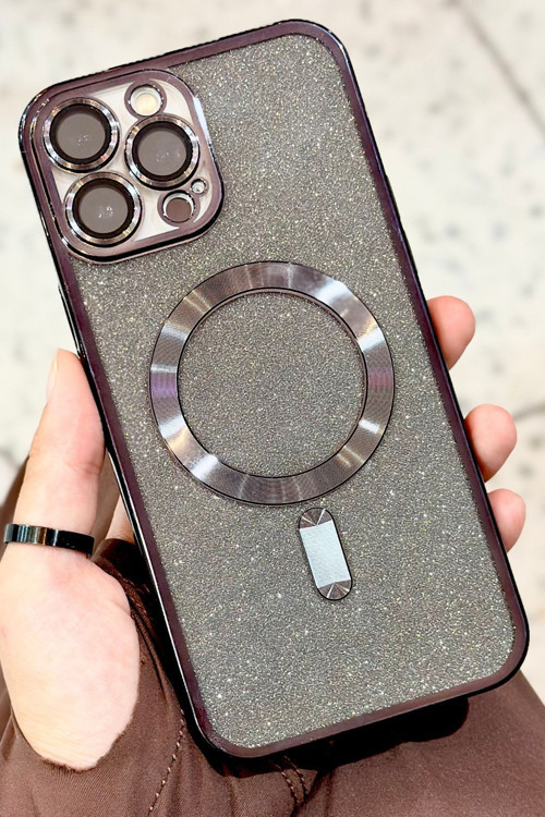 iPhone 13 Pro Max Kamera Korumalı Parlak Simli Magsafe Destekli Modern Shimmer Kılıf