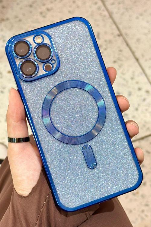 iPhone 14 Pro Max Kamera Korumalı Parlak Simli Magsafe Destekli Modern Shimmer Kılıf