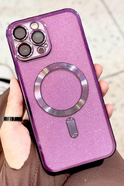 iPhone 14 Pro Max Kamera Korumalı Parlak Simli Magsafe Destekli Modern Shimmer Kılıf
