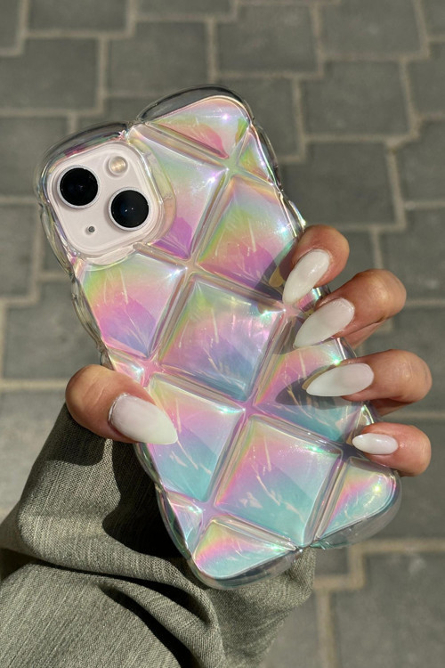 iPhone 15 Uyumlu Kabartma Desenli 3D Darbe Emici Ultra Sağlam PUFY Kılıf ŞEFFAF