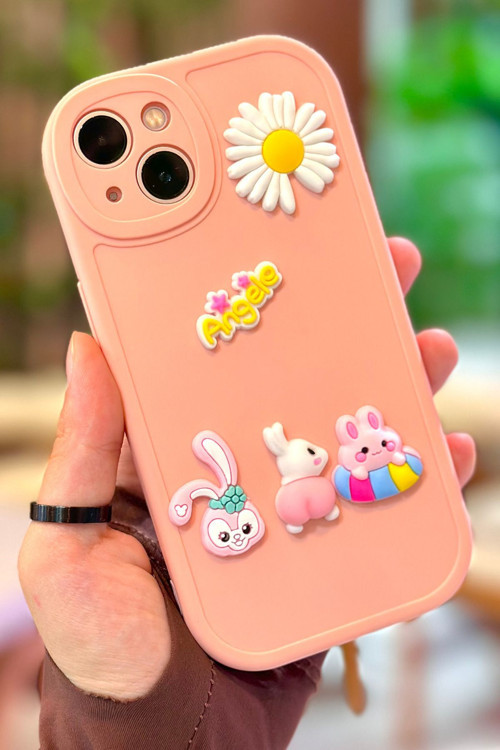iPhone 15 Ayıcık Desenli Sevimli 3 Boyutlu Tatlı Şirin Kamera Korumalı Silikon Shape Kılıf