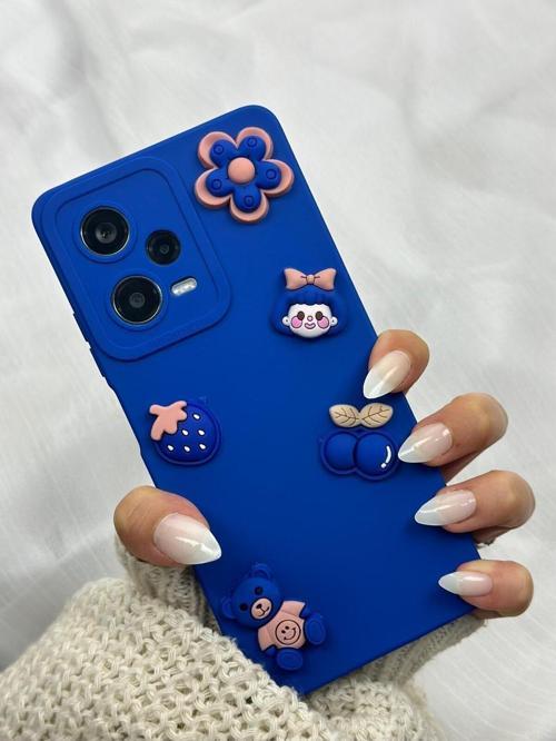 Xiaomi Redmi Note 12 Pro 5g Çiçek Kiraz Ayıcıklı Desenli Şirin Mavi Toy Bear Kılıf