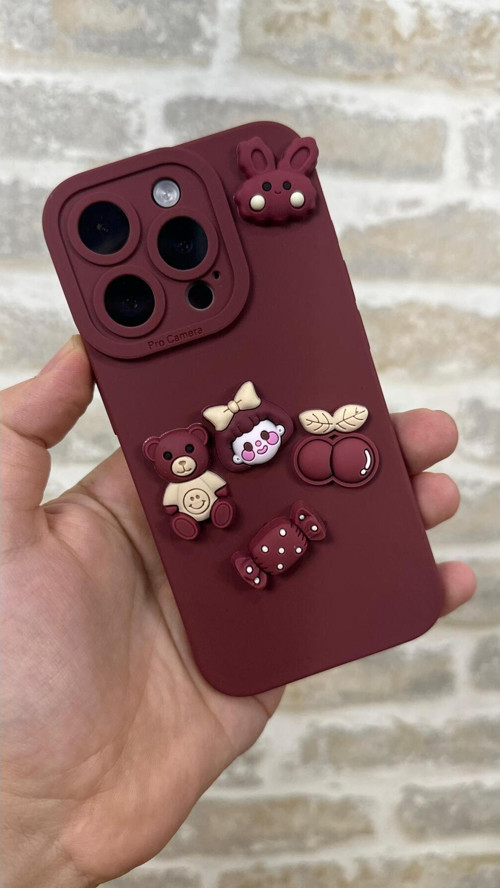 İphone 15 Pro Max Ayıcık Desenli Sevimli Silikon Lansman TOY BEAR Kılıf