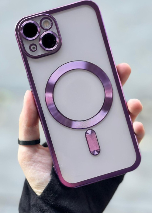 iPhone 14 Kamera Korumalı Sararmaz Silikon Parlak Magsafe Destekli Modern Cetro Kılıf