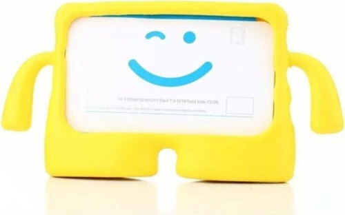 Apple iPad Mini 2 Renkli Tutacaklı Stantlı Silikon Çocuk Tablet Kılıfı - Sarı