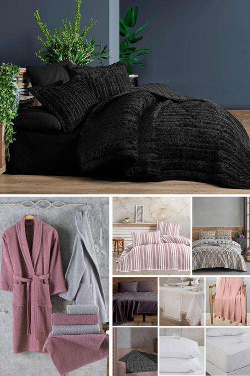 Çeyiz Paketi 48 Parça Kadife Comfort Royal Antrasit