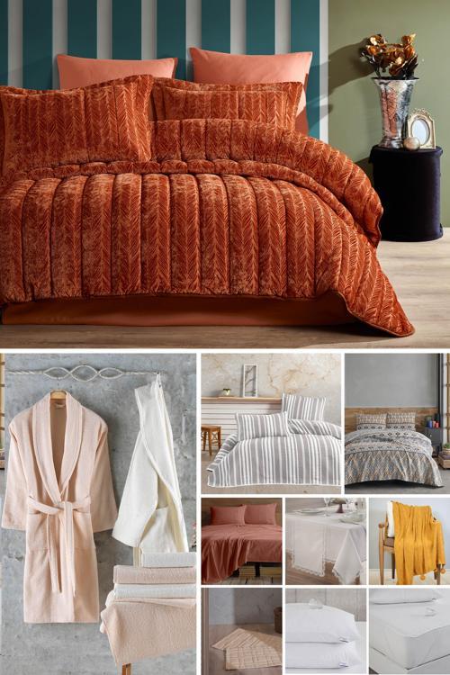 Çeyiz Paketi 48 Parça Kadife Comfort Royal Tarçın