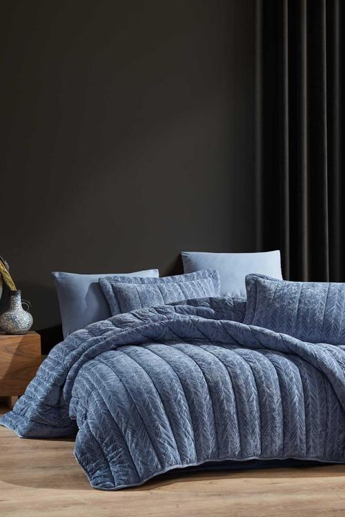 Comfort yeni nesil uykuseti - 3 parça Velvet Mavi (230x220cm)