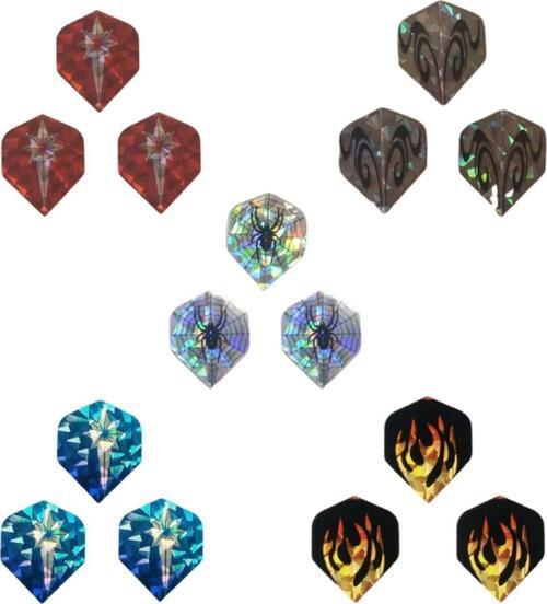 15 Adet (5 Farklı Takım) Hologramlı Parlak Standart Tasarım. Dart Flight-Flayt Set