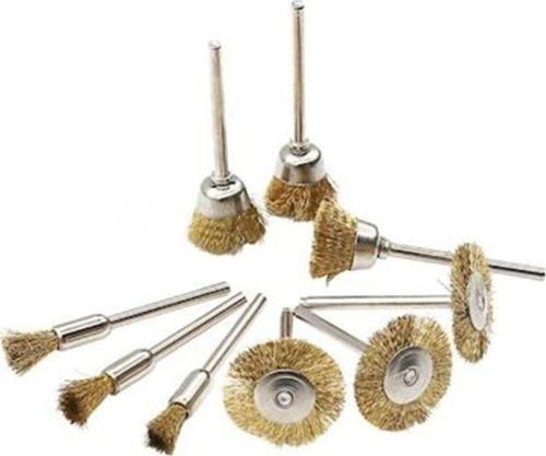 Dremel Ve Benzeri Gravür Için 9 Adet Pirinç Tel Fırça Seti