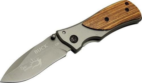 Buck Family X35 Kahverengi Kamp Çakı 15cm- Manuel, Kemerlikli, Ahşap Sap