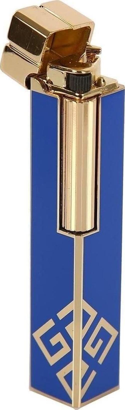 Vindiesel Dupont Tarz Slim Kare Metal Çakmak - Mavi - Taşlı Gazlı