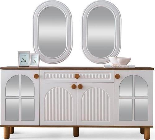 %100 MDF-Aytaşı-Bohem Platin Aynalı Konsol