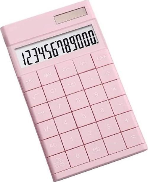 12 Basamaklı Güneş Enerjili Masaüstü Hesap Makinesi Slim Tasarım Pembe