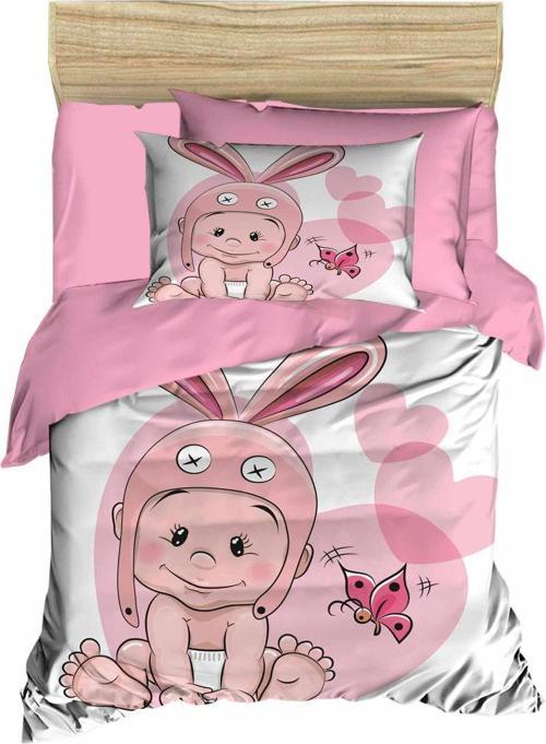 Yenidoğan Kız Bebek Nevresim Takımı 3D Pamuklu Tavşan Kulak