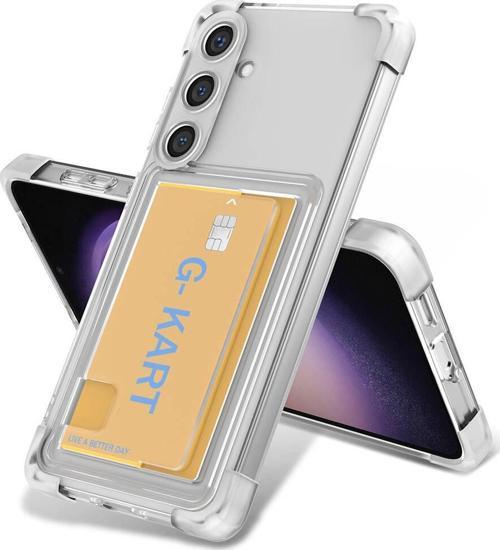 Galaxy S24 Plus Kılıf Airbag Tasarımlı Şeffaf Kartlıklı Zore G-Kart Kapak