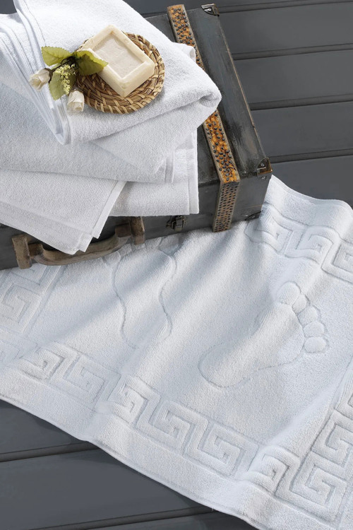 12 li Ayak İzli Banyo Paspas %100 Pamuklu Ayak Havlusu