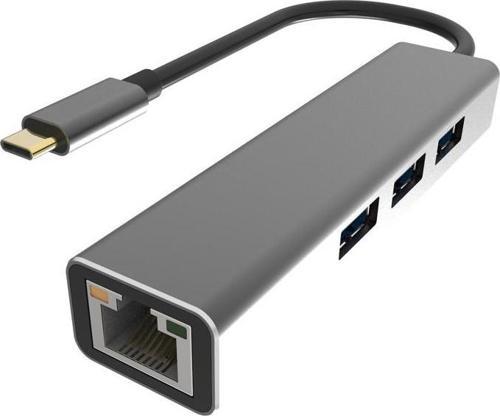 DH311A Type-C To USB3.0-3+RJ45 Çoklayıcı