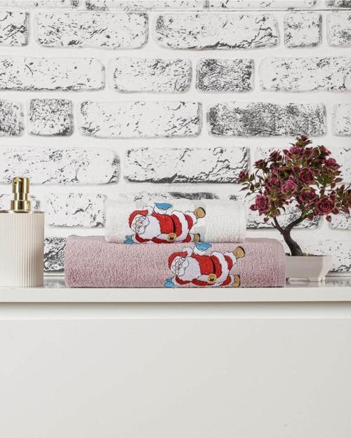Banyo Havlusu Takımı Noel Baba  Nakışlı