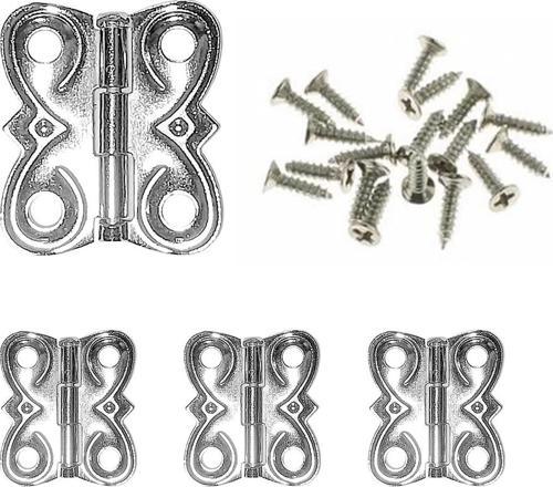 4 Adet Eko Menteşe Nikel ve Vidaları 20x18 mm Kutu ve Sandık Menteşesi Hobi Maket