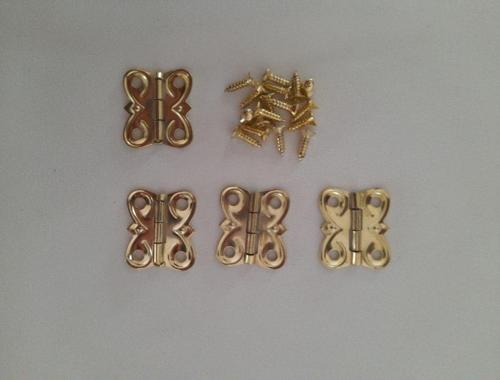 4 Adet Eko Menteşe Sarı ve Vidaları 20x18 mm Kutu ve Sandık Menteşesi Hobi Maket