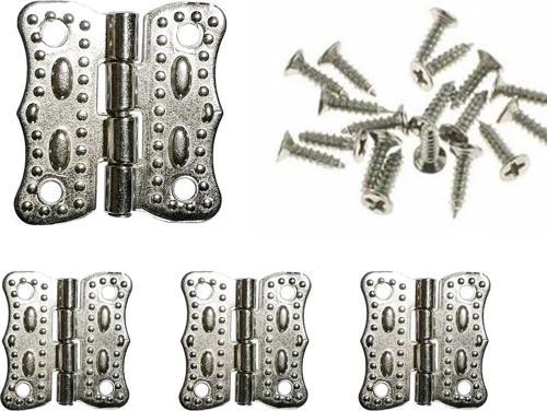 4 Adet Nikel Papatya Menteşe ve Vidaları 20x18 mm Kutu ve Sandık Menteşesi Hobi Maket