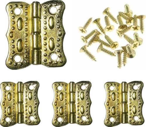 4 Adet Sarı Papatya Menteşe ve Vidaları 20x20 mm Kutu ve Sandık Menteşesi Hobi Maket
