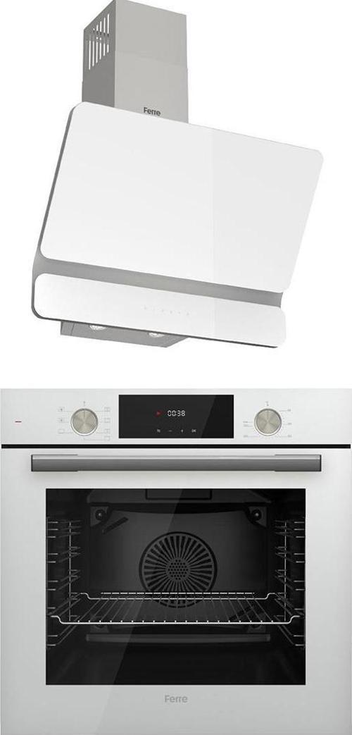 2'li Beyaz Cam Ankastre Flowart Qms63cb  Turbolu - D081 60 cm Beyaz Cam Davlumbaz