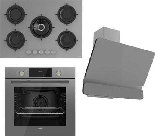 Flowart Serisi Gri Ankastre Set rs038+ Qms63cpr +d082