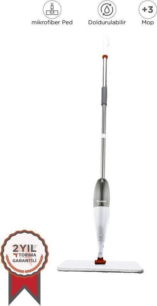 TMP-01 Profesyonel 360 Derece Dönen Su Hazneli Püskürtmeli Sprey Extra 3 Mop Paspas