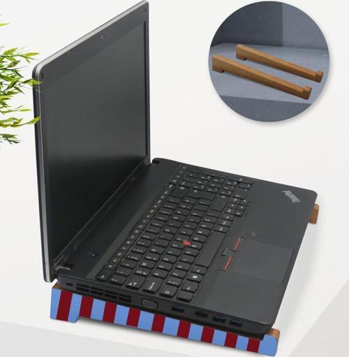 Gift Taşınabilir Ahşap Bordo Mavi Notebook Laptop Standı