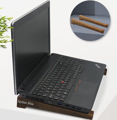 Kişiye Özel Taşınabilir Ahşap Ceviz Notebook Laptop Standı