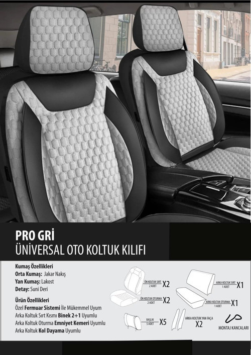 Peugeot 206 + Koltuk Kılıfı Pro Gri