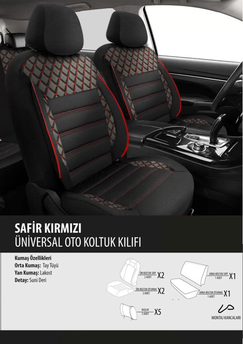 Nissan Note Koltuk Kılıfı Safir Kırmızı