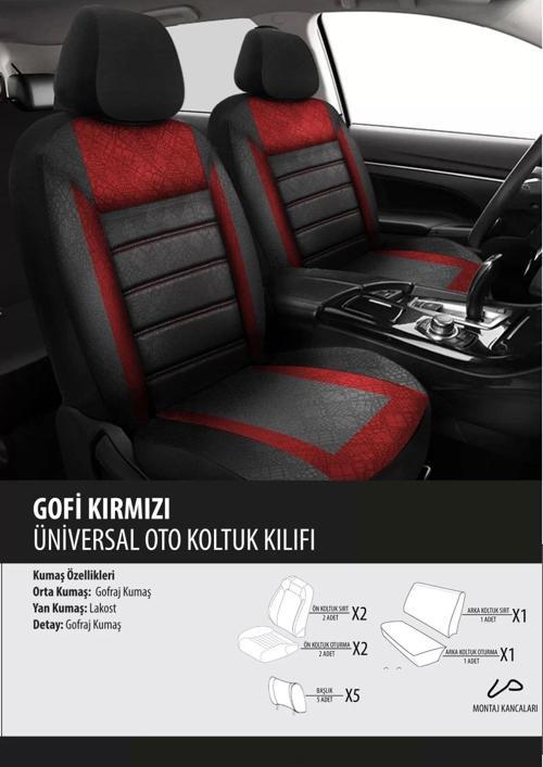 Opel Meriva   Koltuk Kılıfı Gofi Kırmızı