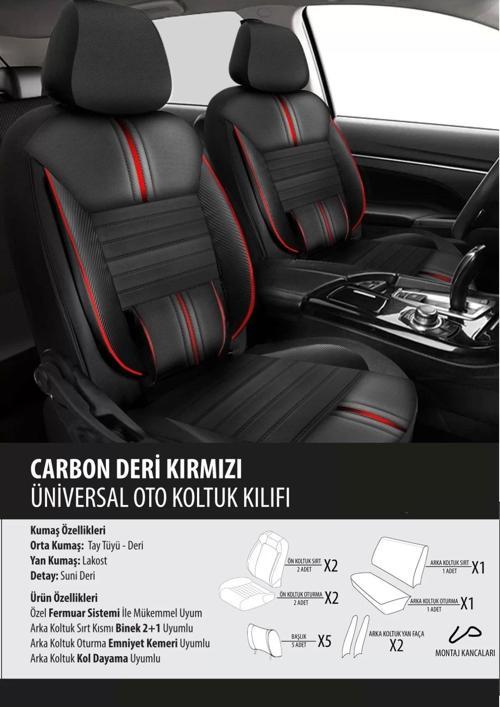 Peugeot Rcz   Koltuk Kılıfı carbon deri kırmızı
