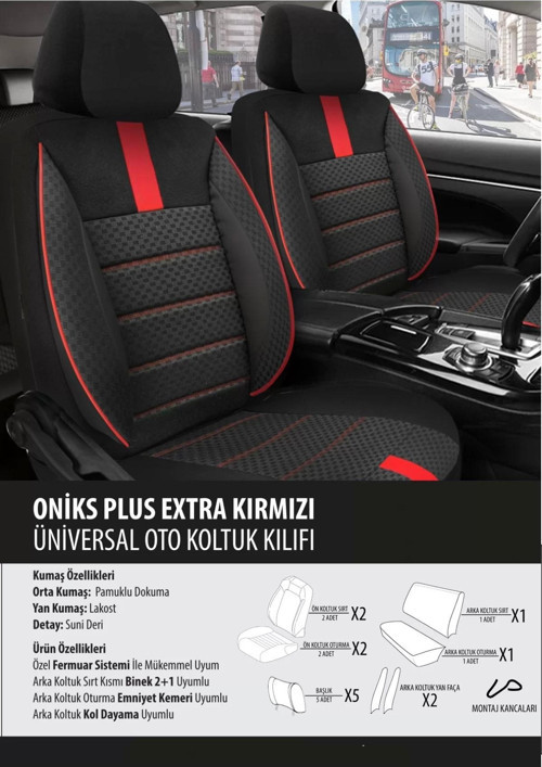Peugeot 407 Koltuk Kılıfı Oniks Plus extra Kırmızı