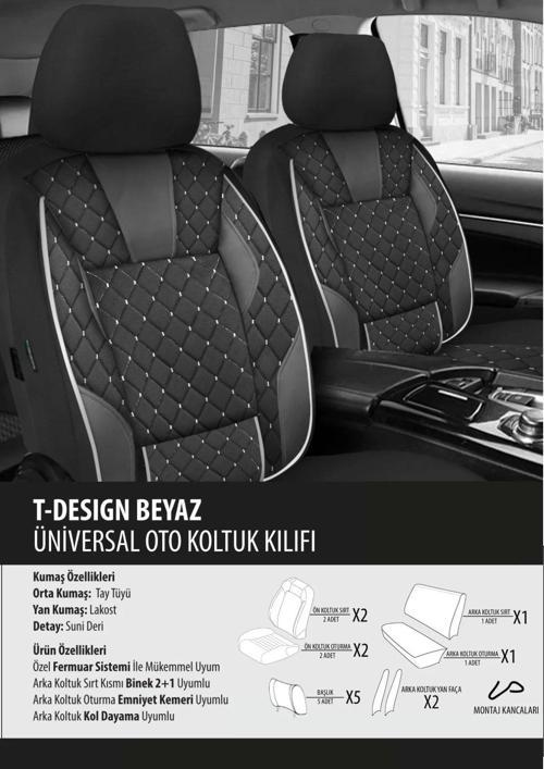 Peugeot 307 Sw   Koltuk Kılıfı T-desing beyaz