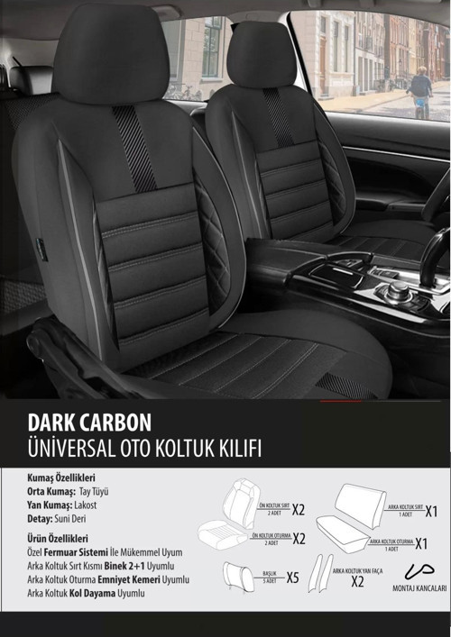 Peugeot 5008 Koltuk Kılıfı Dark Carbon