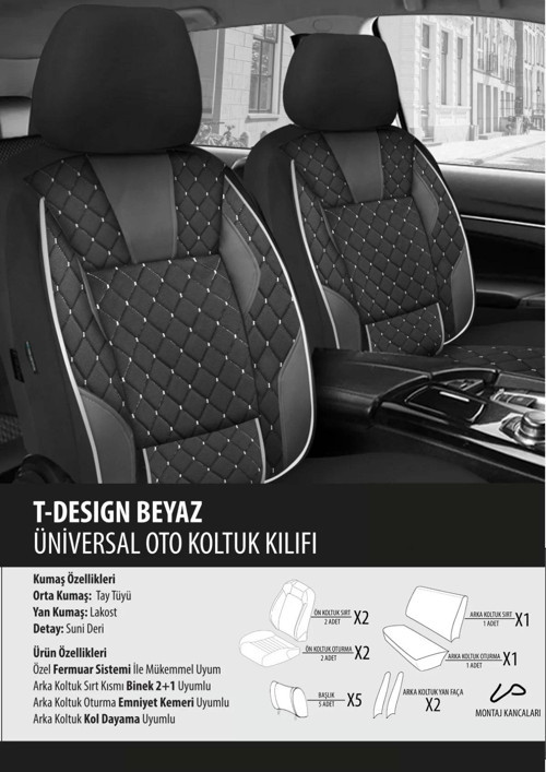 Porsche Boxster Koltuk Kılıfı T-desing beyaz